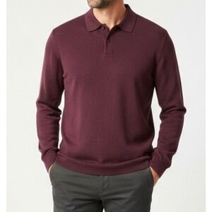 Paul Fredrick XLT Sweater Mens Burgundy Silk Cotton Cashmere Polo Pullover Tall